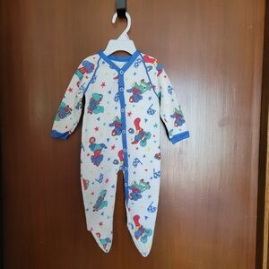 Vintage Teddy Bears Dinosaur Dino Baby Footie Pajamas Size Large Made In USA